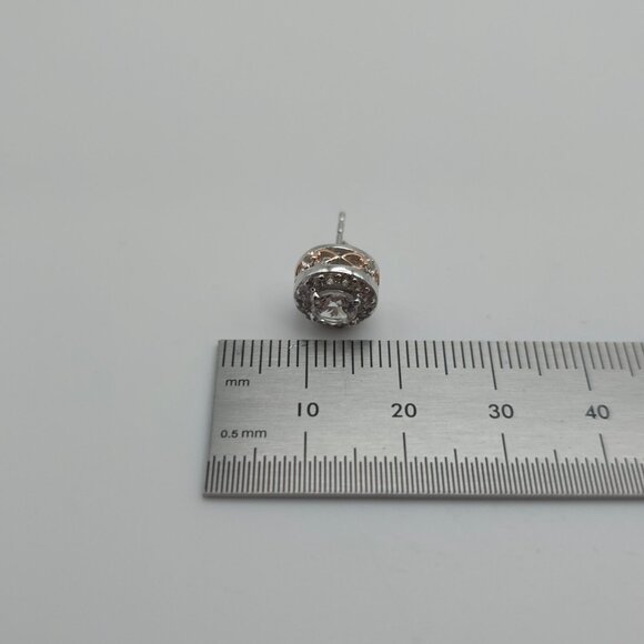 925 Sterling Silver 5mm Clear Sapphire With Accents Stud Earrings - Picture 6 of 7